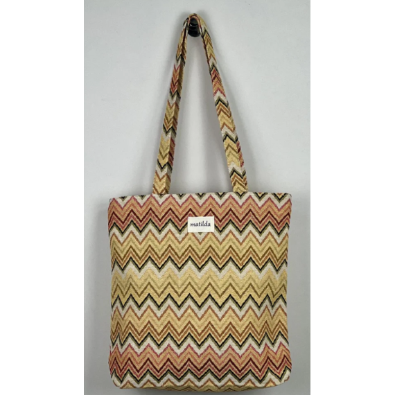 Totebag med glidelås M106-35  zigzag gul