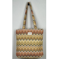 Totebag med glidelås M106-35  zigzag gul