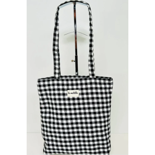 Totebag med glidelås M106-25 sorte ruter