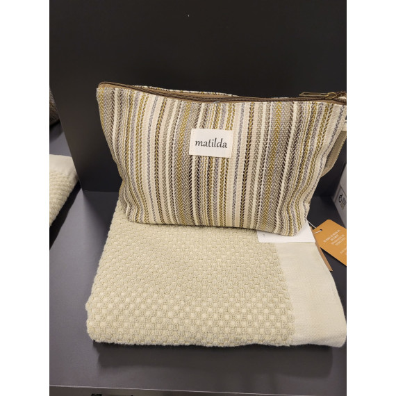 Toalettmappe Medium M101-72 Beige stripet