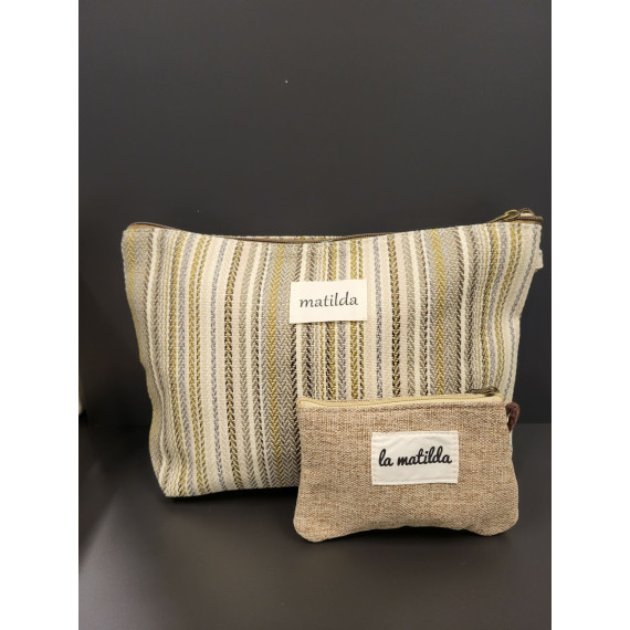 Toalettmappe Medium M101-72 Beige stripet