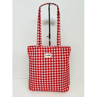 Totebag med glidelås M106-22 røde ruter
