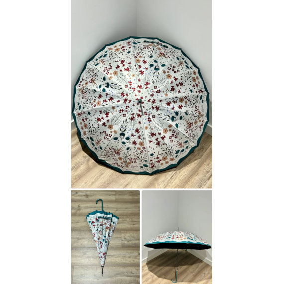 Paraply med håndtak M383-72 Blomstereng