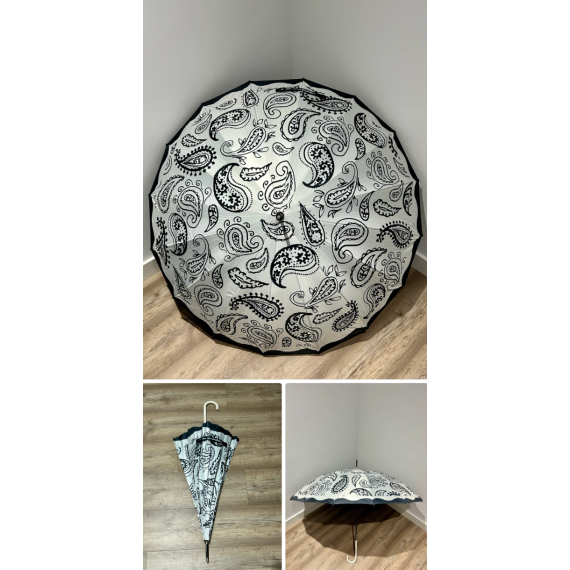 Paraply med håndtak M383-79 Sort Paisley