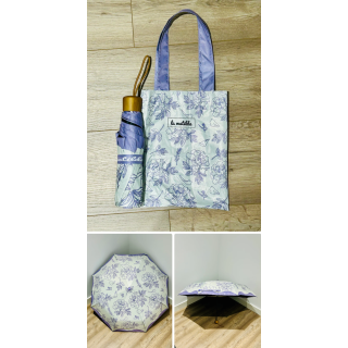 Paraply liten med veske M382-90 Lilla blomster