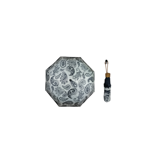 Paraply liten med veske M382-79 Sort Paisley