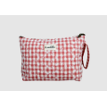 Toalettmappe Stor M402-125 Rosa ruter med broderi