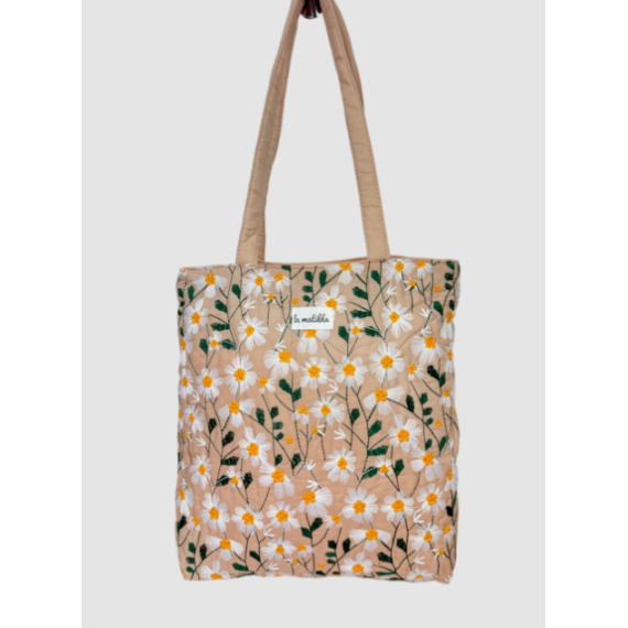 Tote bag med glidelås  M406-120 Beide ruter med broderier