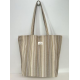 Totebag med glidelås Stor M105-72 Beige striper
