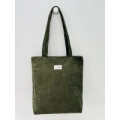 Totebag med glidelås M106-126 Mørk grønn med blader