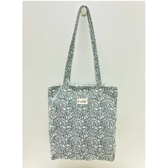Totebag med glidelås M106-80 Grønn Paisley