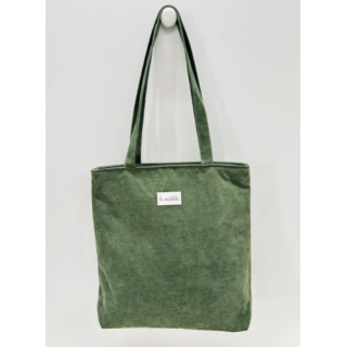 Totebag med glidelås M106-99 Smaragdgrønn velur