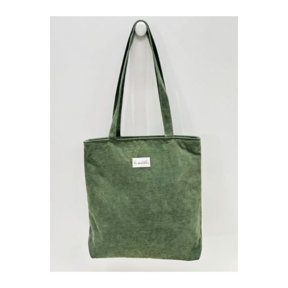 Totebag med glidelås M106-99 Smaragdgrønn velur
