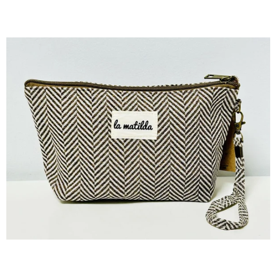 Toalettmappe Medium M101-12 Beige & Brun vevet