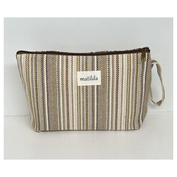 Toalettmappe Stor M115-72 Beige stripet