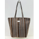 Totebag med glidelås Stor M105-88 Stripet brun