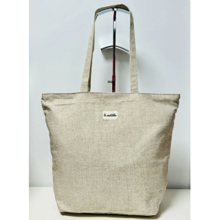 Totebag med glidelås Stor M105-18 Lys beige