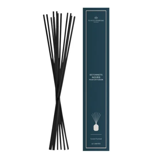 Sorte fiber-pinner 12 stk i en blå pakke (35 cm lange)